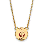 Sterling Silver Gold-plated LogoArt Alpha Chi Omega Sorority Symbol Small Color Enamel Pendant 18 inch Necklace