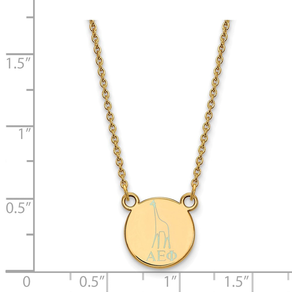 Sterling Silver Gold-plated LogoArt Alpha Epsilon Phi Sorority Symbol Extra Small Color Enamel Pendant 18 inch Necklace