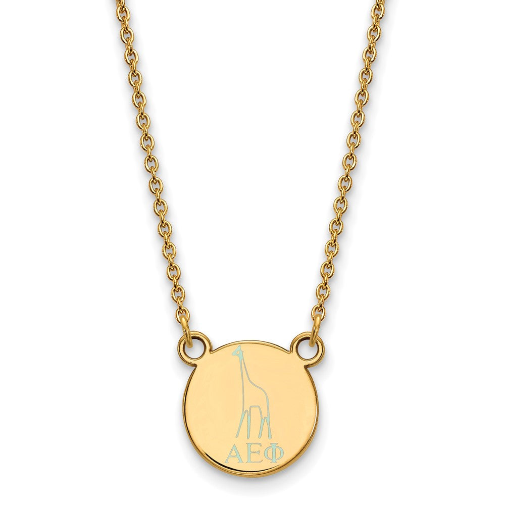 Sterling Silver Gold-plated LogoArt Alpha Epsilon Phi Sorority Symbol Extra Small Color Enamel Pendant 18 inch Necklace