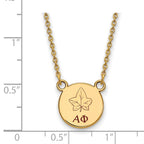 Sterling Silver Gold-plated LogoArt Alpha Phi Sorority Symbol Small Color Enamel Pendant 18 inch Necklace