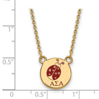 Sterling Silver Gold-plated LogoArt Alpha Sigma Alpha Sorority Symbol Small Color Enamel Pendant 18 inch Necklace