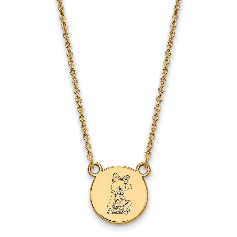 Sterling Silver Gold-plated LogoArt Alpha Xi Delta Sorority Symbol Small Color Enamel Pendant 18 inch Necklace