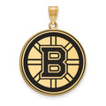 Sterling Silver Gold-plated NHL LogoArt Boston Bruins Extra Large Enameled Pendant