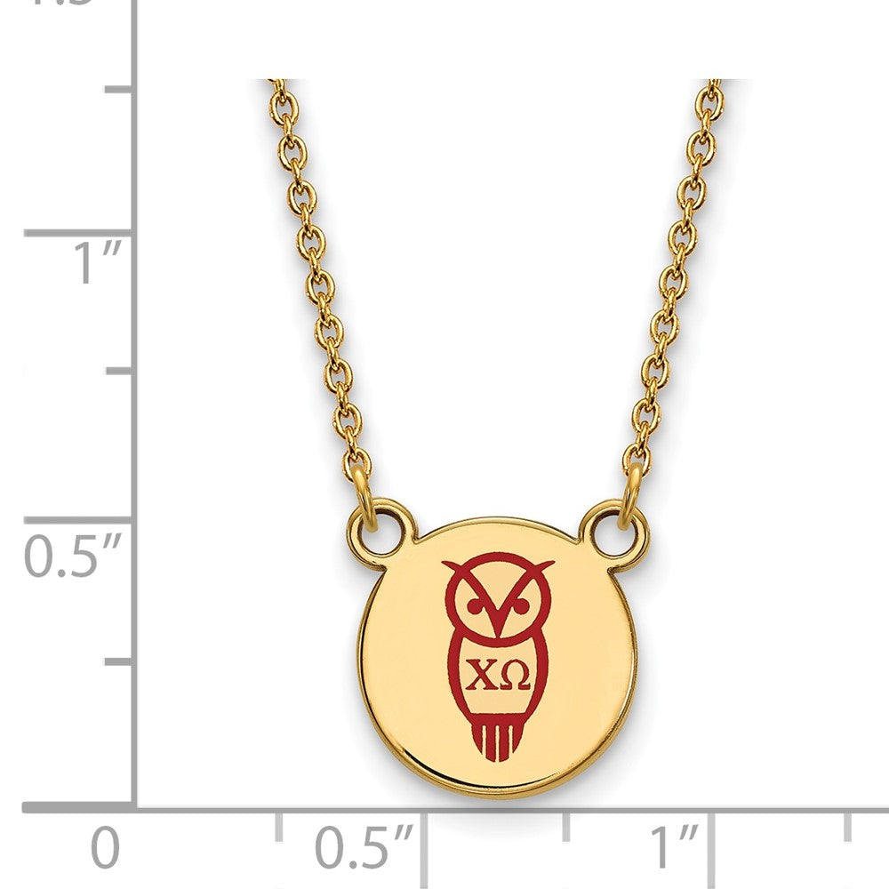 Sterling Silver Gold-plated LogoArt Chi Omega Sorority Symbol Small Color Enamel Pendant 18 inch Necklace
