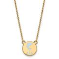 Sterling Silver Gold-plated LogoArt Delta Delta Delta Sorority Symbol Small Color Enamel Pendant 18 inch Necklace