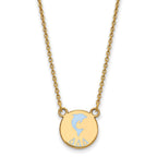 Sterling Silver Gold-plated LogoArt Delta Delta Delta Sorority Symbol Small Color Enamel Pendant 18 inch Necklace