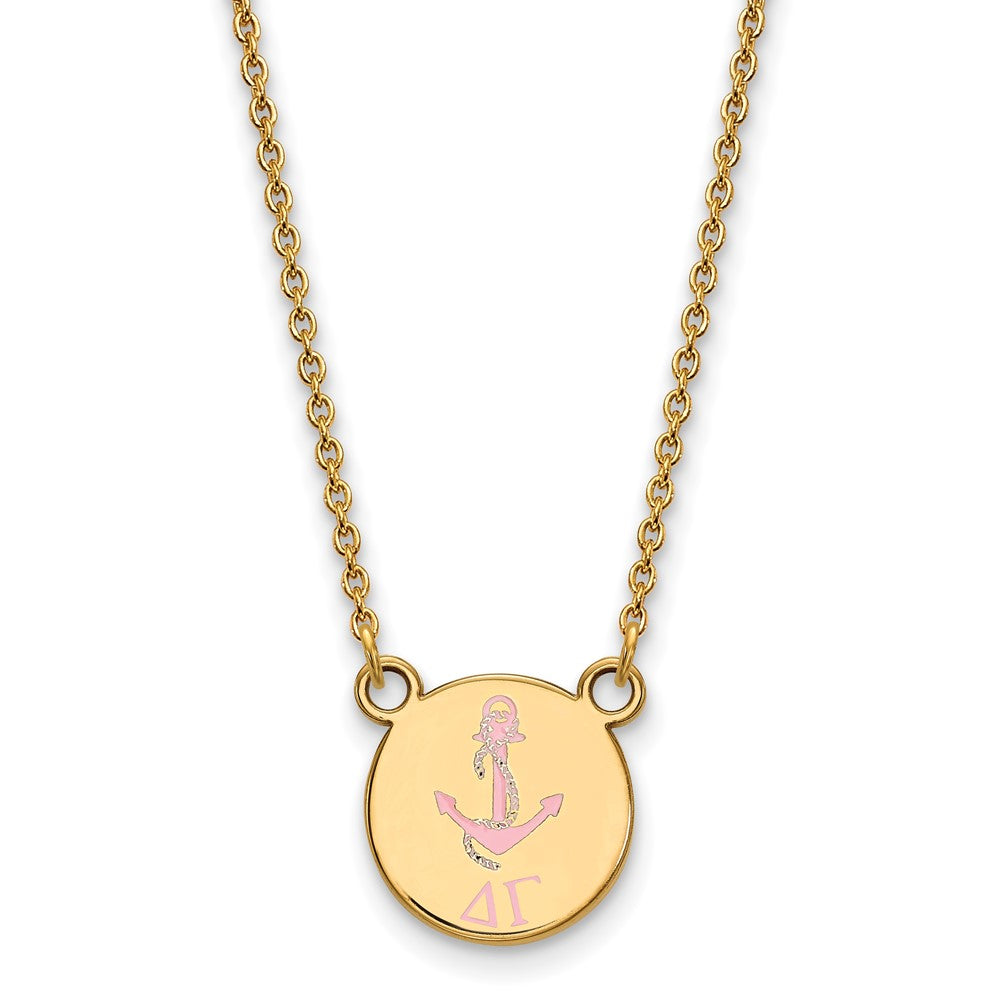 Sterling Silver Gold-plated LogoArt Delta Gamma Sorority Symbol Small Color Enamel Pendant 18 inch Necklace