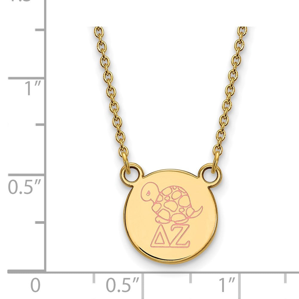 Sterling Silver Gold-plated LogoArt Delta Zeta Sorority Symbol Small Color Enamel Pendant 18 inch Necklace