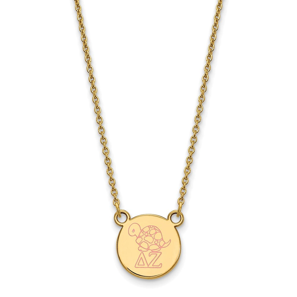Sterling Silver Gold-plated LogoArt Delta Zeta Sorority Symbol Small Color Enamel Pendant 18 inch Necklace