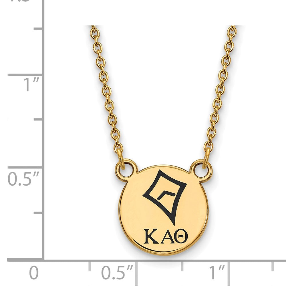 Sterling Silver Gold-plated LogoArt Kappa Alpha Theta Sorority Symbol Small Color Enamel Pendant 18 inch Necklace