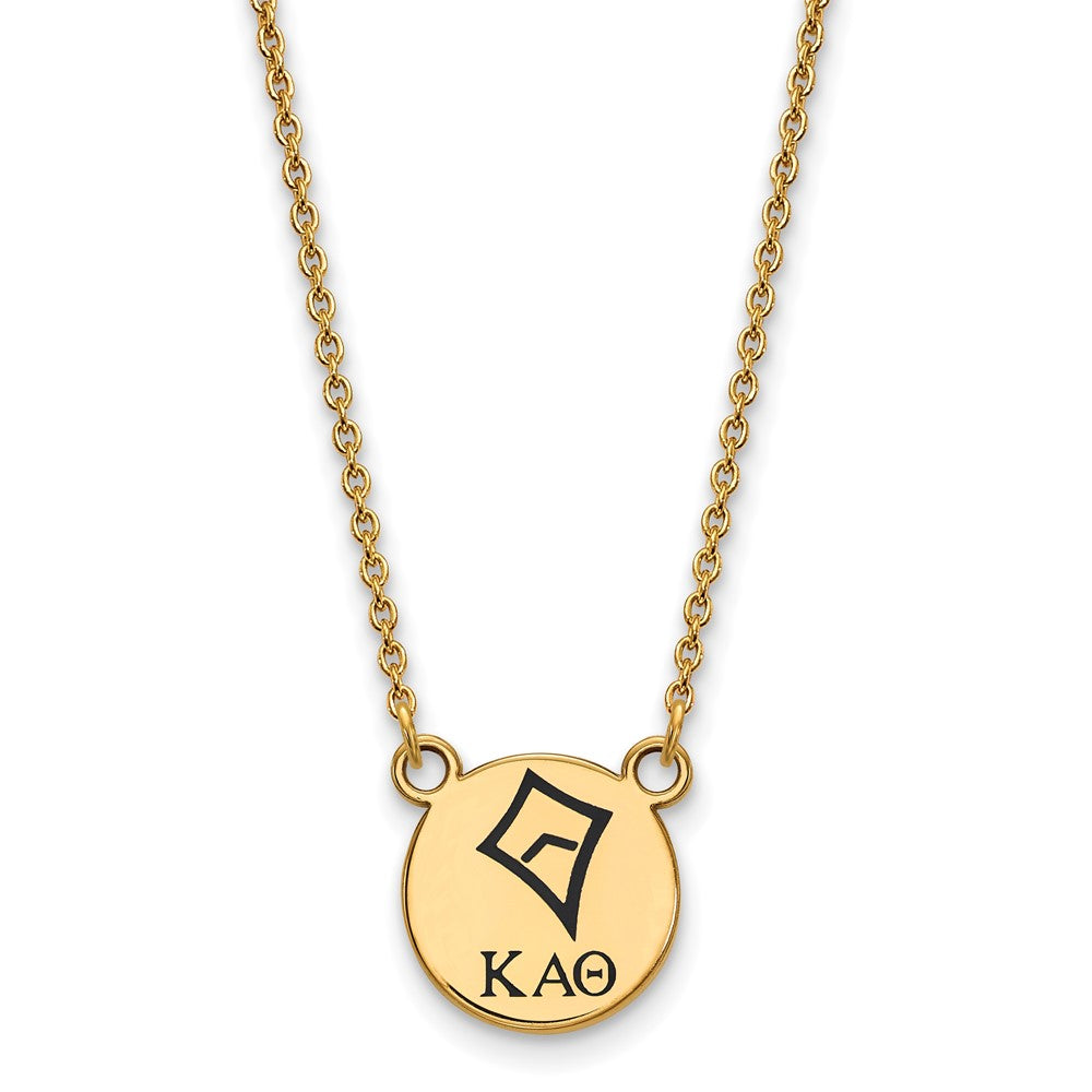 Sterling Silver Gold-plated LogoArt Kappa Alpha Theta Sorority Symbol Small Color Enamel Pendant 18 inch Necklace