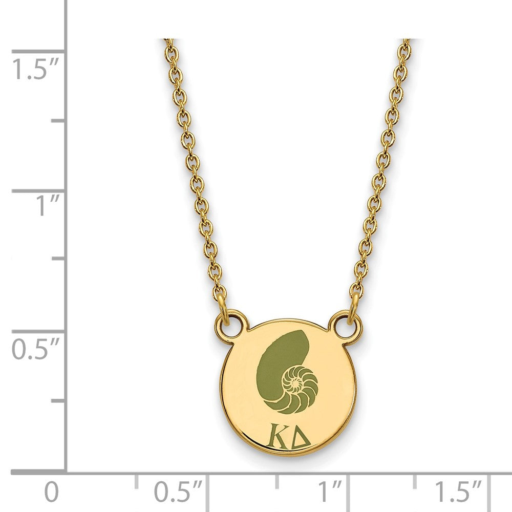 Sterling Silver Gold-plated LogoArt Kappa Delta Sorority Symbol Small Color Enamel Pendant 18 inch Necklace