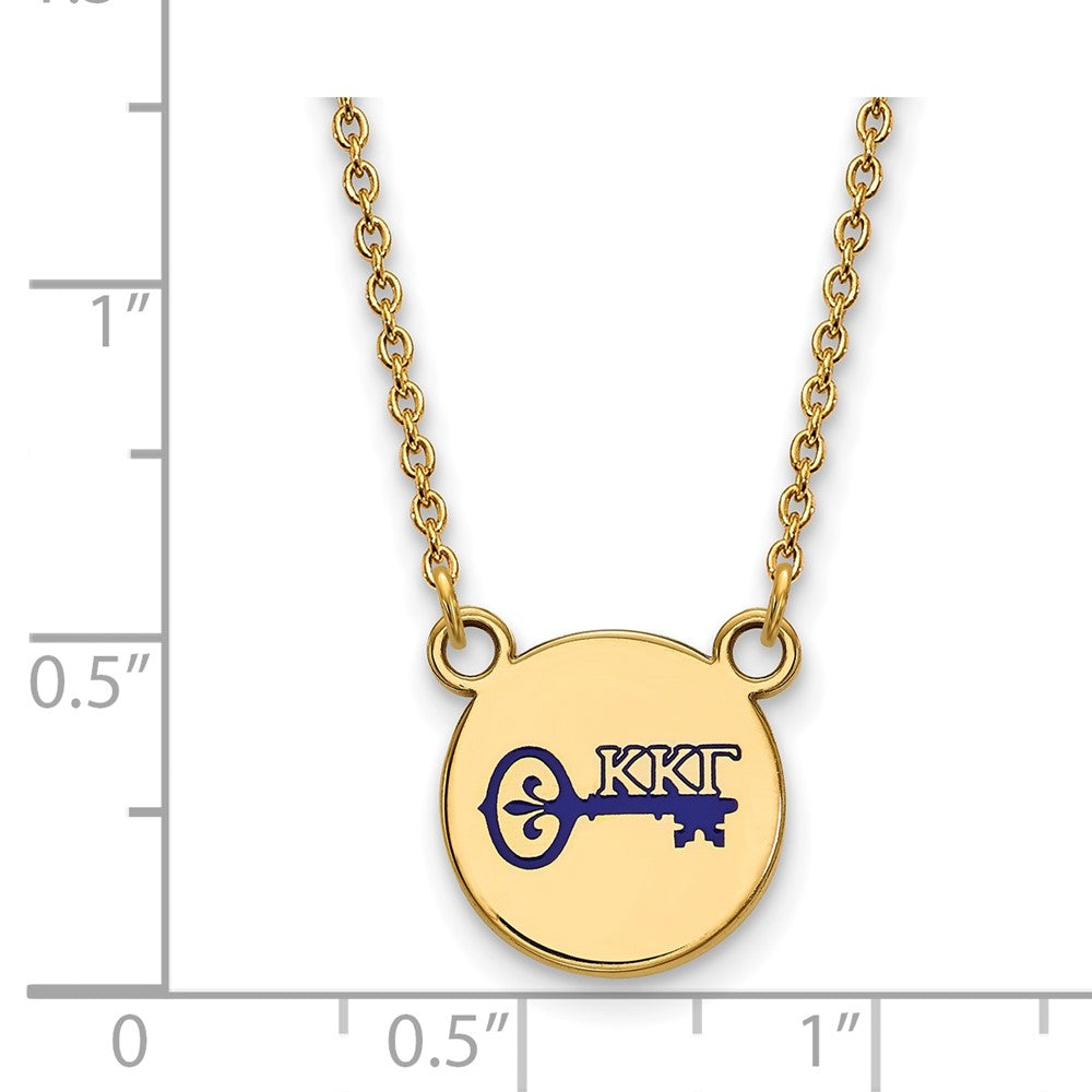Sterling Silver Gold-plated LogoArt Kappa Kappa Gamma Sorority Symbol Small Color Enamel Pendant 18 inch Necklace