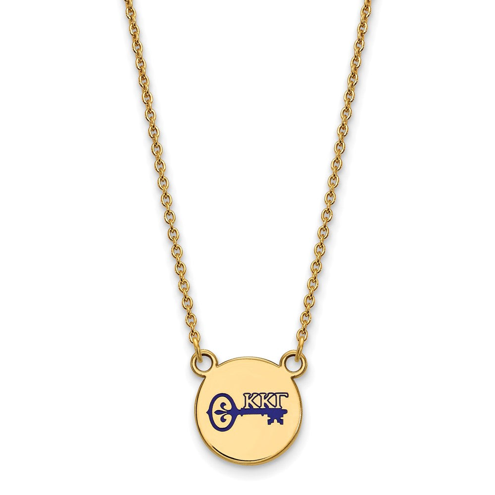 Sterling Silver Gold-plated LogoArt Kappa Kappa Gamma Sorority Symbol Small Color Enamel Pendant 18 inch Necklace