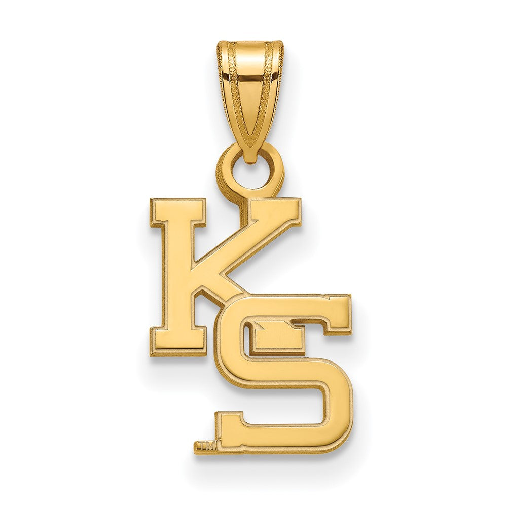 Sterling Silver Gold-plated LogoArt Kansas State University K-S Small Pendant