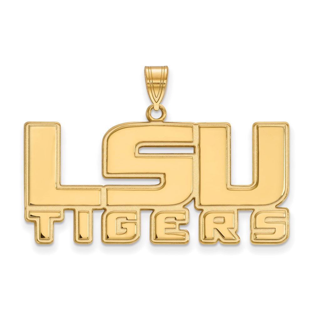 Sterling Silver Gold-plated LogoArt Louisiana State University L-S-U Tigers Large Pendant