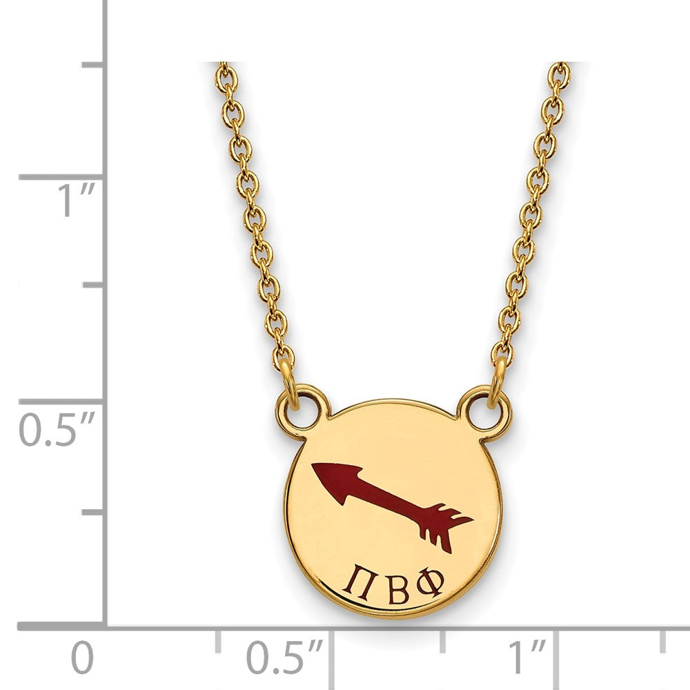 Sterling Silver Gold-plated LogoArt Pi Beta Phi Sorority Symbol Small Color Enamel Pendant 18 inch Necklace