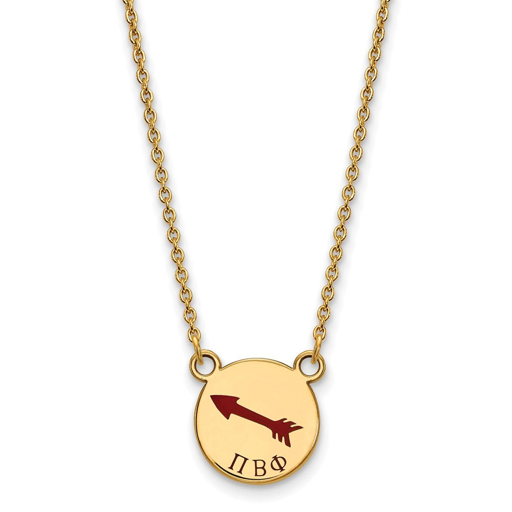 Sterling Silver Gold-plated LogoArt Pi Beta Phi Sorority Symbol Small Color Enamel Pendant 18 inch Necklace