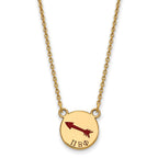 Sterling Silver Gold-plated LogoArt Pi Beta Phi Sorority Symbol Small Color Enamel Pendant 18 inch Necklace
