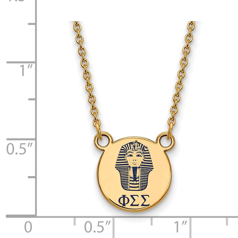 Sterling Silver Gold-plated LogoArt Phi Sigma Sigma Sorority Symbol Small Color Enamel Pendant 18 inch Necklace