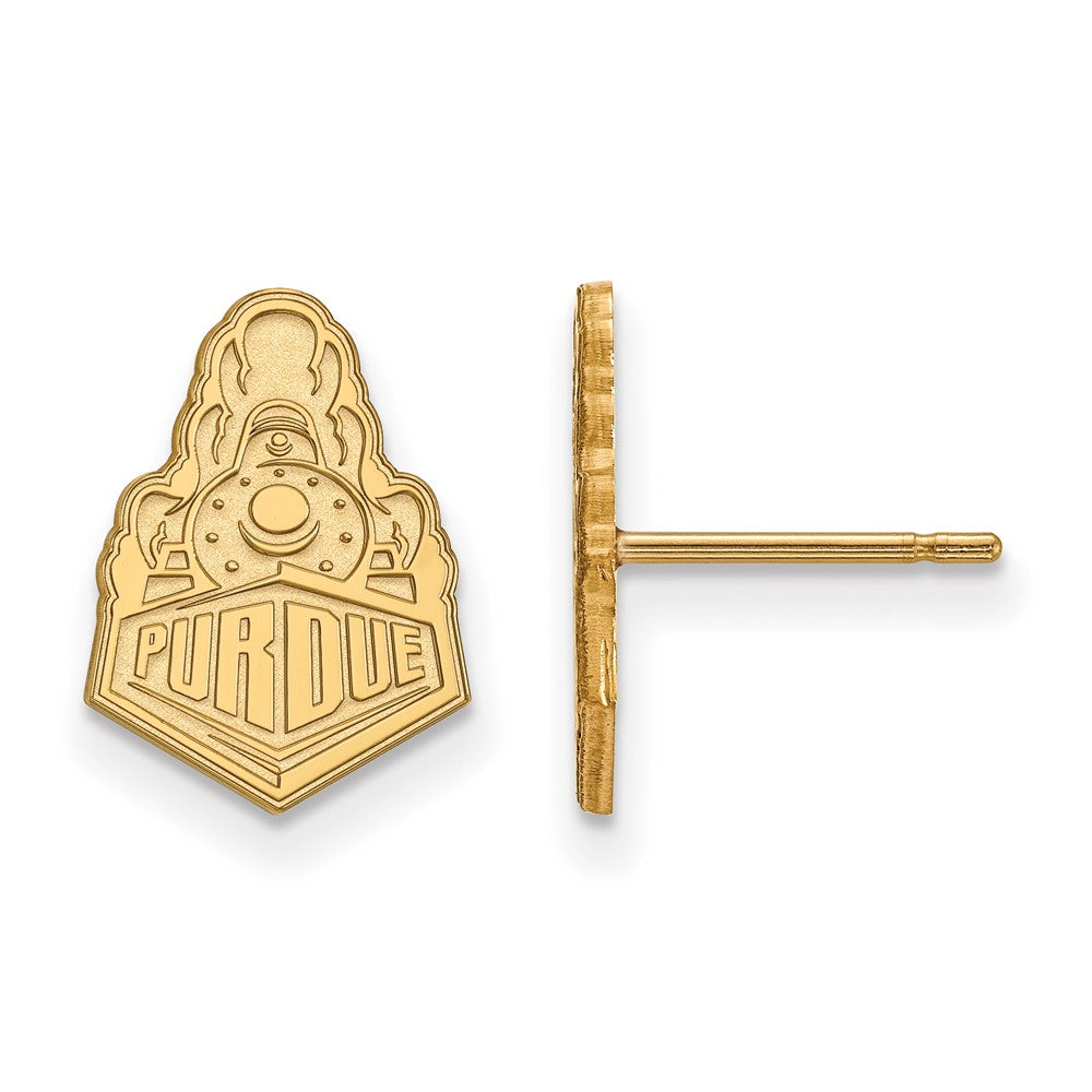 14k Gold LogoArt Purdue University Boilermakers Train Logo Small Post Earrings