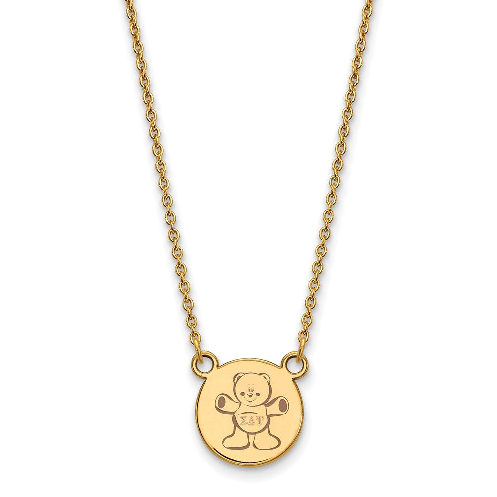 Sterling Silver Gold-plated LogoArt Sigma Delta Tau Sorority Symbol Small Color Enamel Pendant 18 inch Necklace