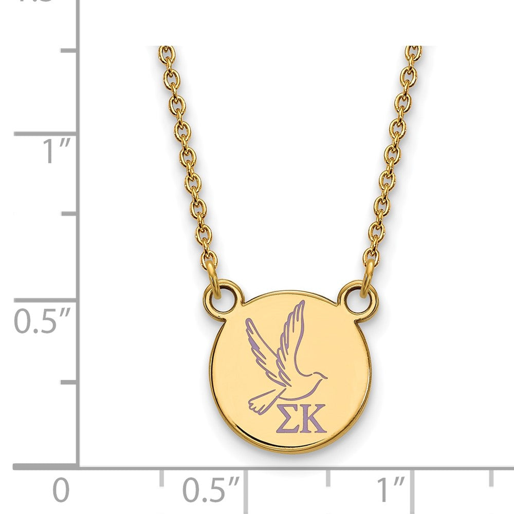 Sterling Silver Gold-plated LogoArt Sigma Kappa Sorority Symbol Small Color Enamel Pendant 18 inch Necklace