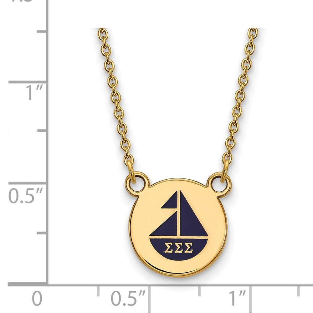 Sterling Silver Gold-plated LogoArt Sigma Sigma Sigma Sorority Symbol Small Color Enamel Pendant 18 inch Necklace