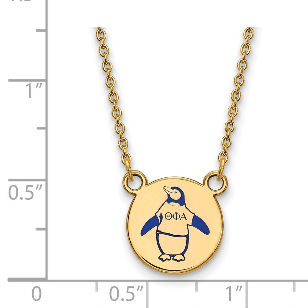 Sterling Silver Gold-plated LogoArt Theta Phi Alpha Sorority Symbol Small Color Enamel Pendant 18 inch Necklace