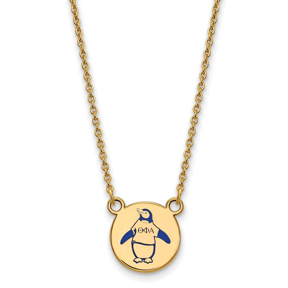 Sterling Silver Gold-plated LogoArt Theta Phi Alpha Sorority Symbol Small Color Enamel Pendant 18 inch Necklace