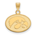 14k Gold LogoArt University of Iowa Hawk Small Oval Pendant