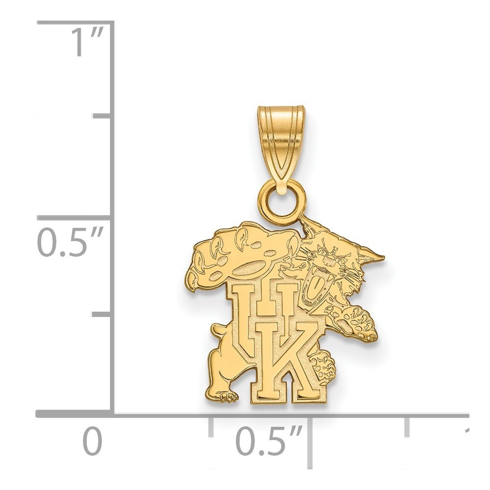 Sterling Silver Gold-plated LogoArt University of Kentucky U-K Wildcat Small Pendant