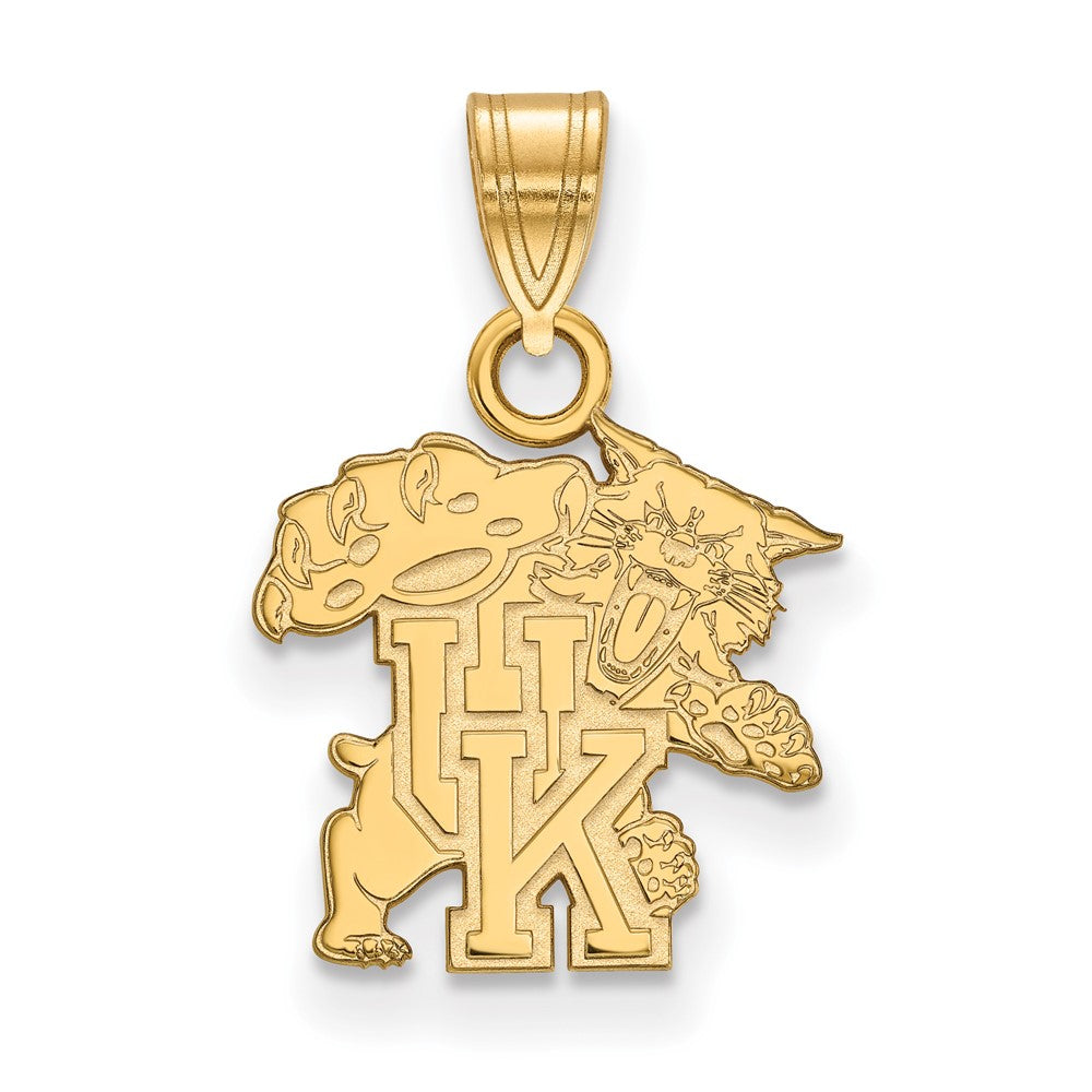 Sterling Silver Gold-plated LogoArt University of Kentucky U-K Wildcat Small Pendant