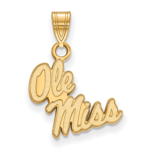 10k Gold LogoArt University of Mississippi Ole Miss Small Pendant
