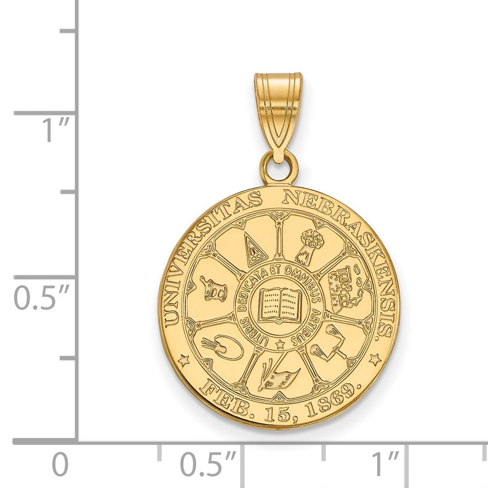 Sterling Silver Gold-plated LogoArt University of Nebraska Large Crest Pendant