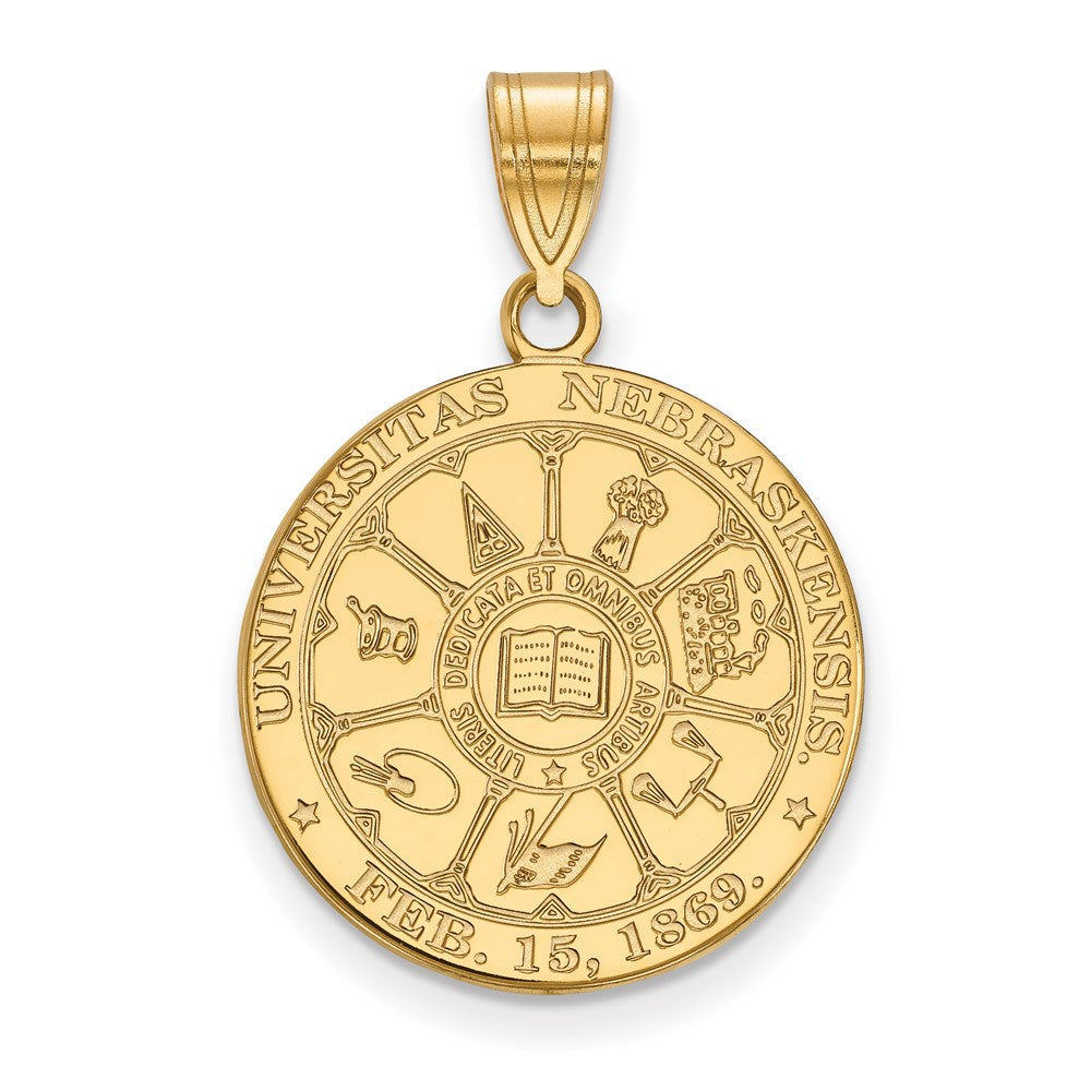 Sterling Silver Gold-plated LogoArt University of Nebraska Large Crest Pendant
