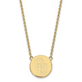 Sterling Silver Gold-plated LogoArt University of Oklahoma O-U Large Disc 18 inch Necklace