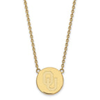 Sterling Silver Gold-plated LogoArt University of Oklahoma O-U Large Disc 18 inch Necklace