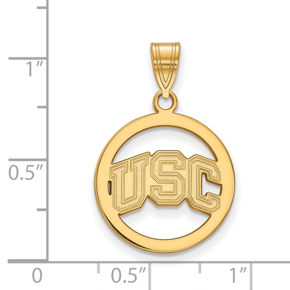 Sterling Silver Gold-plated University of Southern California U-S-C Medium Circle Pendant