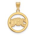 Sterling Silver Gold-plated University of Southern California U-S-C Medium Circle Pendant