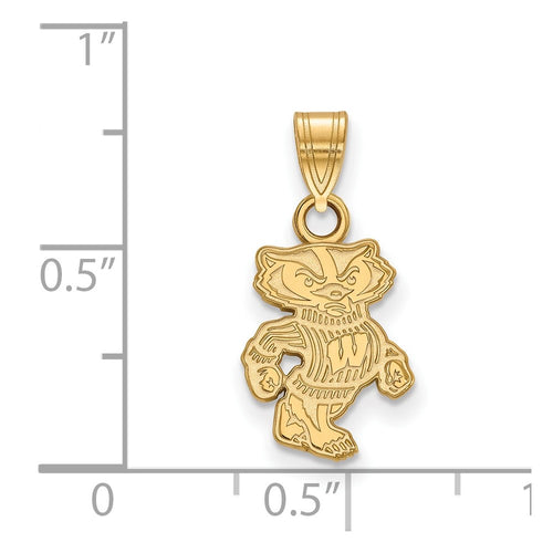 10k Gold LogoArt University of Wisconsin Badger Small Pendant