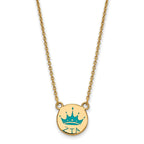 Sterling Silver Gold-plated LogoArt Zeta Tau Alpha Sorority Symbol Small Color Enamel Pendant 18 inch Necklace