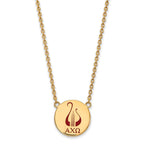 Sterling Silver Gold-plated LogoArt Alpha Chi Omega Sorority Symbol Large Color Enamel Pendant 18 inch Necklace