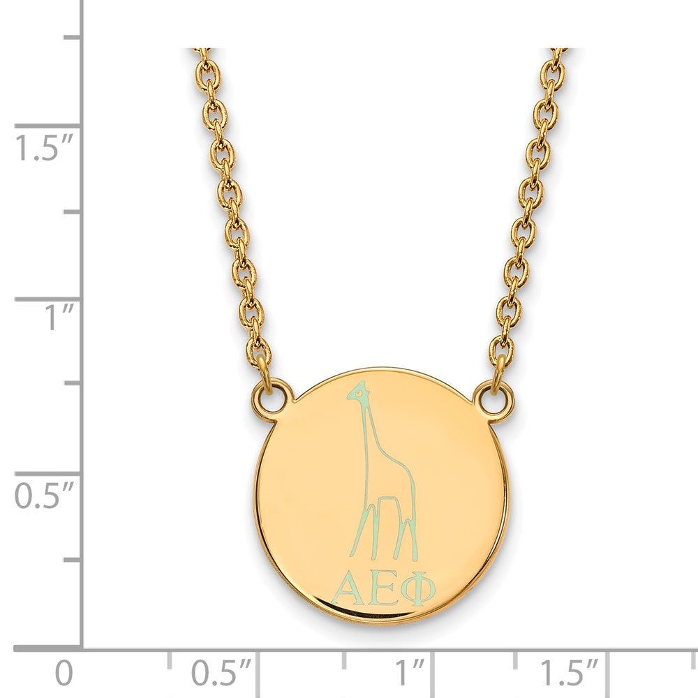 Sterling Silver Gold-plated LogoArt Alpha Epsilon Phi Sorority Symbol Large Color Enamel Pendant 18 inch Necklace