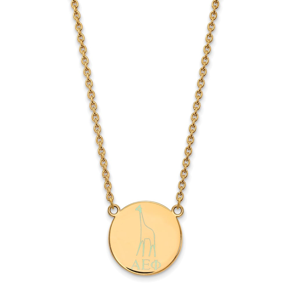 Sterling Silver Gold-plated LogoArt Alpha Epsilon Phi Sorority Symbol Large Color Enamel Pendant 18 inch Necklace