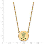 Sterling Silver Gold-plated LogoArt Alpha Sigma Tau Sorority Symbol Large Color Enamel Pendant 18 inch Necklace