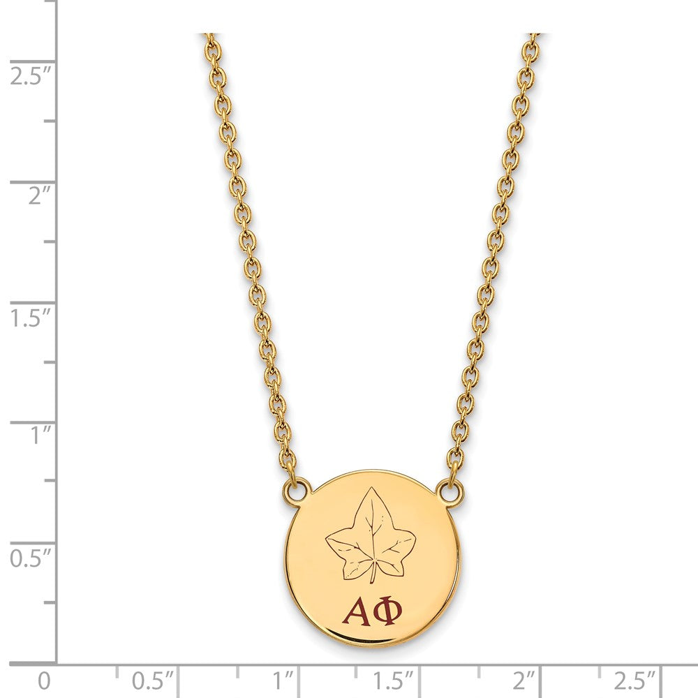 Sterling Silver Gold-plated LogoArt Alpha Phi Sorority Symbol Large Color Enamel Pendant 18 inch Necklace
