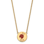 Sterling Silver Gold-plated LogoArt Alpha Sigma Alpha Sorority Symbol Large Color Enamel Pendant 18 inch Necklace