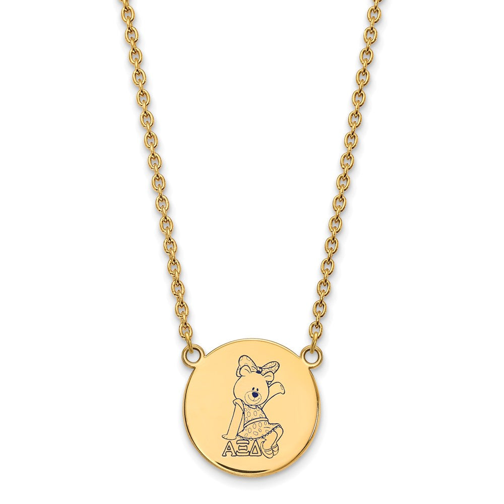 Sterling Silver Gold-plated LogoArt Alpha Xi Delta Sorority Symbol Large Color Enamel Pendant 18 inch Necklace