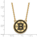 Sterling Silver Gold-plated NHL LogoArt Boston Bruins Large Enameled Pendant 18 inch Necklace